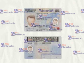Wisconsin Driver License Template (scan) - PSDMarket.in