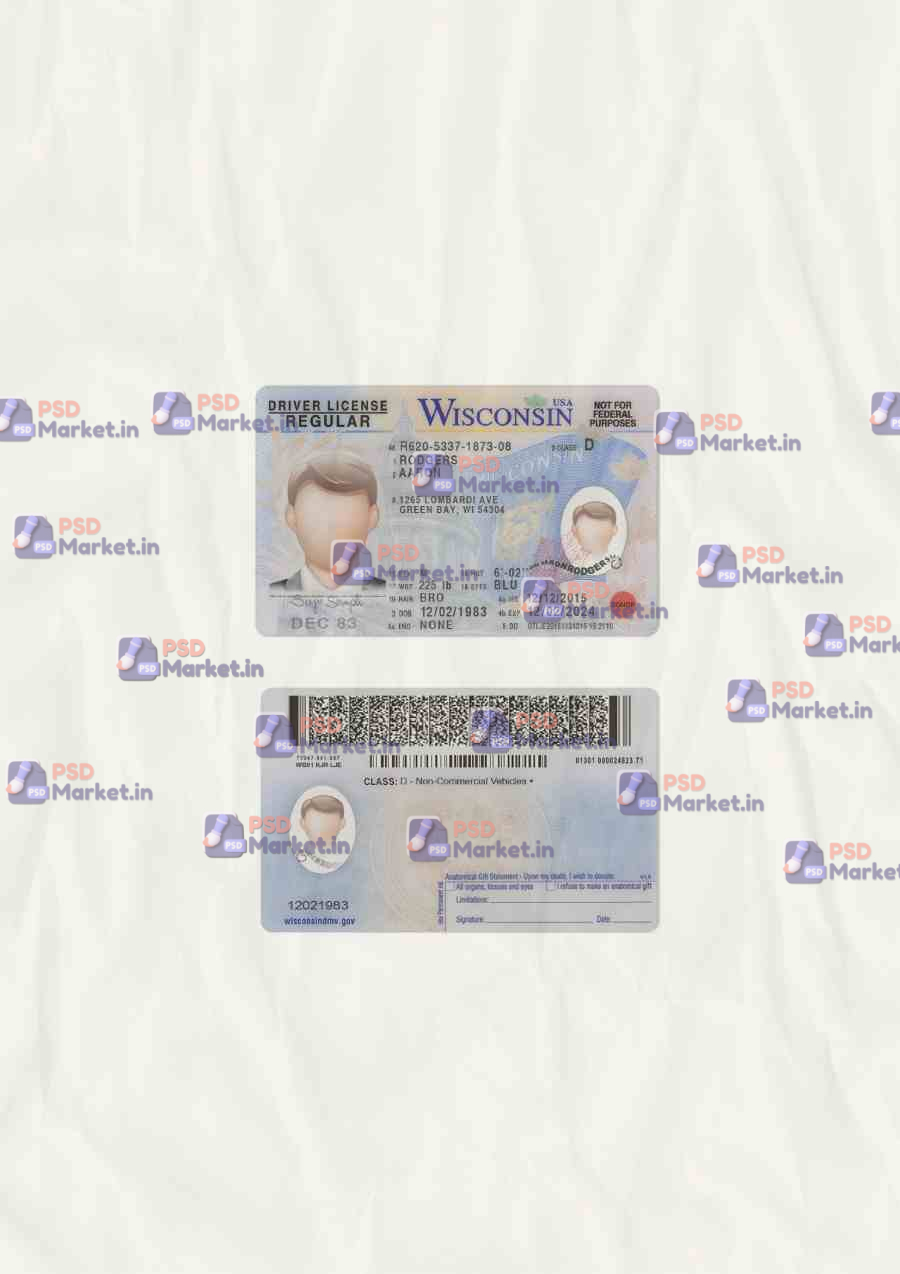 Wyoming Driver License Template (scan) 1 Wyoming Driver License Template (scan) - PSDMarket.in