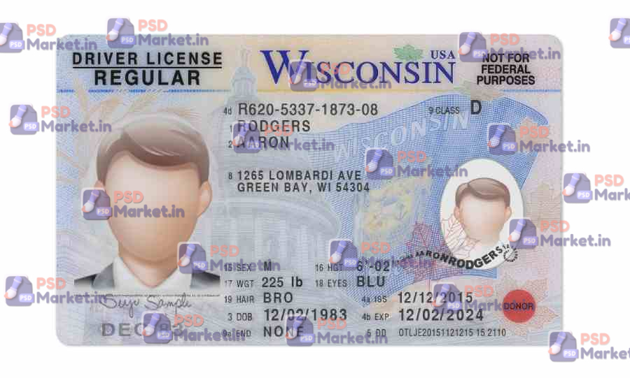 Wyoming Driver License(Front & Back) Template 1 Wyoming Driver License(Front & Back) Template - PSDMarket.in
