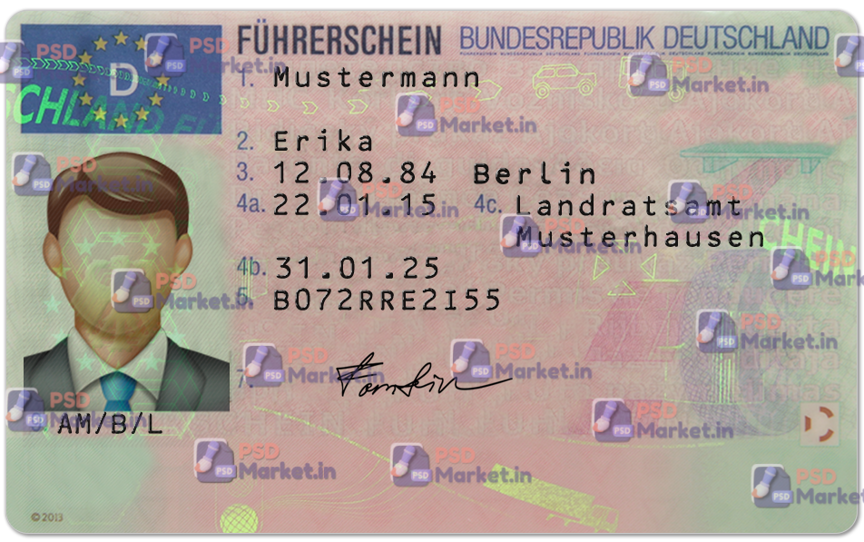 Germany Driving Licence (Front & Back) Template 1 Germany Driving Licence (Front & Back) Template