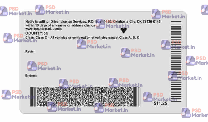 Oklahoma Drivers License Template (V2) 2 Oklahoma Drivers License Template (V2) - PSDMarket.in