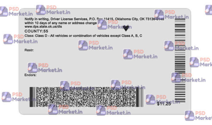 Oklahoma Drivers License Template (V2) 4 Oklahoma Drivers License Template (V2) - PSDMarket.in