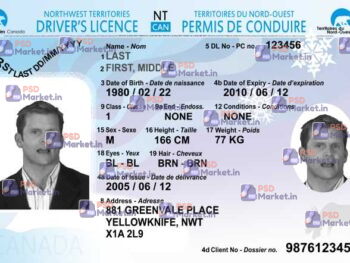 Canada NWT Drivers License Template - PSDMarket.in