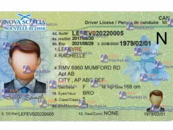 Canada Nova Scotia Drivers License Template - PSDMarket.in