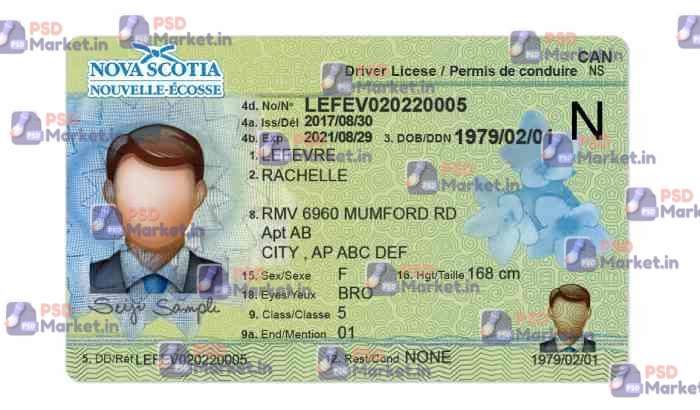 Canada Nova Scotia Drivers License Template 1 Canada Nova Scotia Drivers License Template - PSDMarket.in