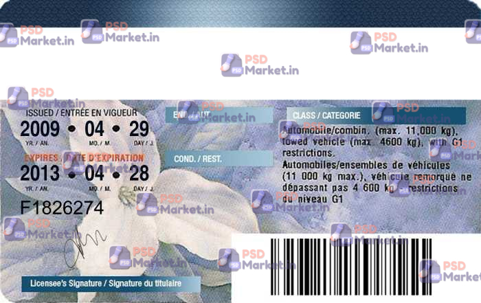 Canada Ontario Drivers License Template 2 Canada Ontario Drivers License Template - PSDMarket.in Back for cards with magnetic stripe