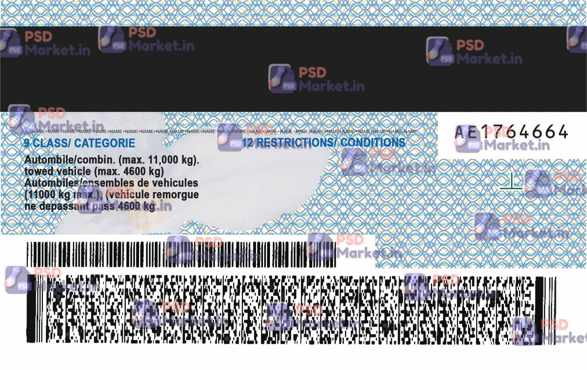 Canada Ontario Drivers License Template 6 Canada Ontario Drivers License Template - PSDMarket.in