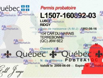 Canada Quebec Drivers License Template - PSDMarket.in