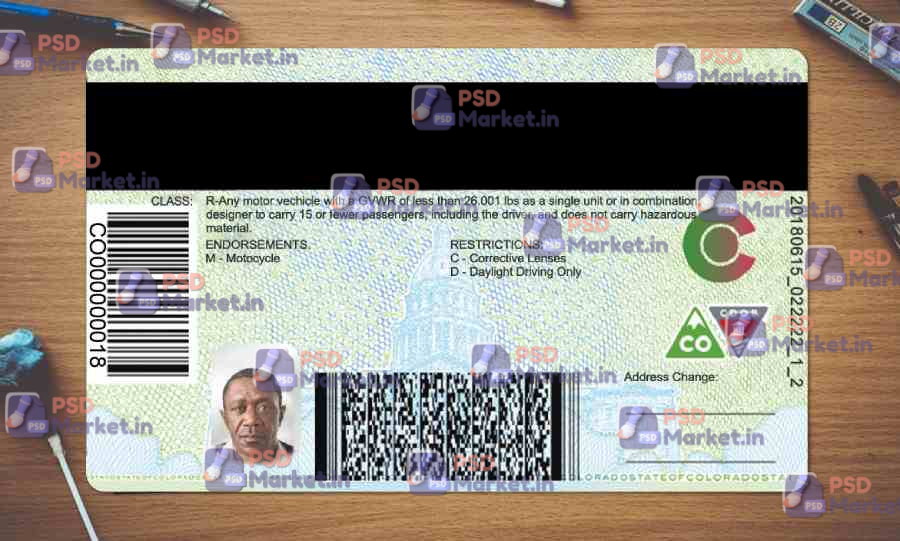 Colorado Drivers License Template (Front & Back) 2 Colorado Drivers License Template (Front & Back) - PSDMarket.in