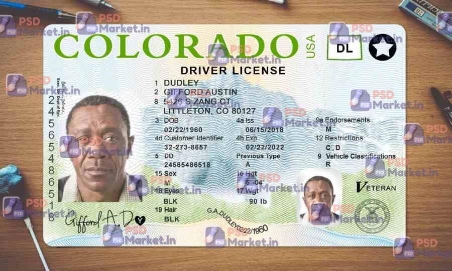 Colorado Drivers License Template (Front & Back) 1 Colorado Drivers License Template (Front & Back) - PSDMarket.in