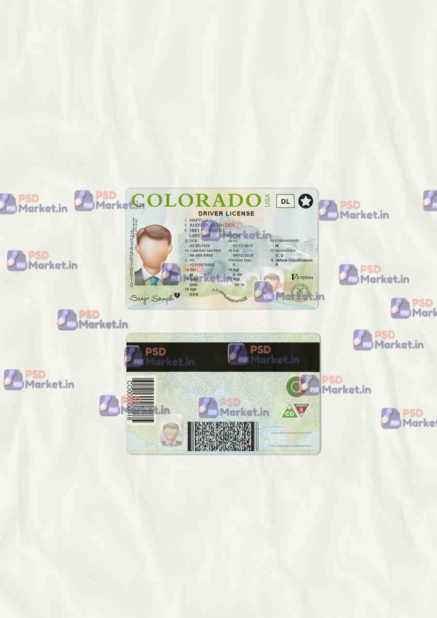 Colorado Drivers License Template (scan) 1 Colorado Drivers License Template (scan) - PSDMarket.in