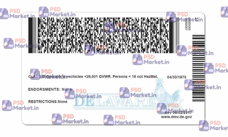 Delaware Drivers License Template (Front & Back) 2 Delaware Drivers License Template (Front & Back) - PSDMarket.in