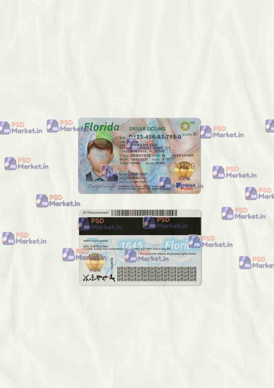 Florida Drivers License Template (scan) 1 Florida Drivers License Template (scan) - PSDMarket.in