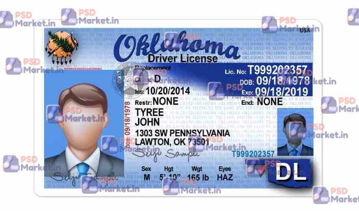 Oklahoma Drivers License Template (V2) 1 Oklahoma Drivers License Template (V2) - PSDMarket.in