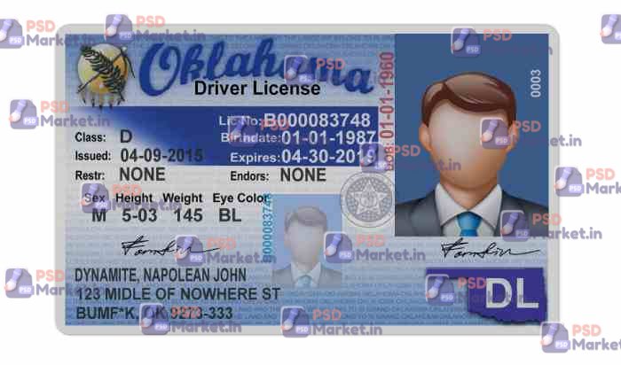 Oklahoma Drivers License Template (V2) 3 Oklahoma Drivers License Template (V2) - PSDMarket.in