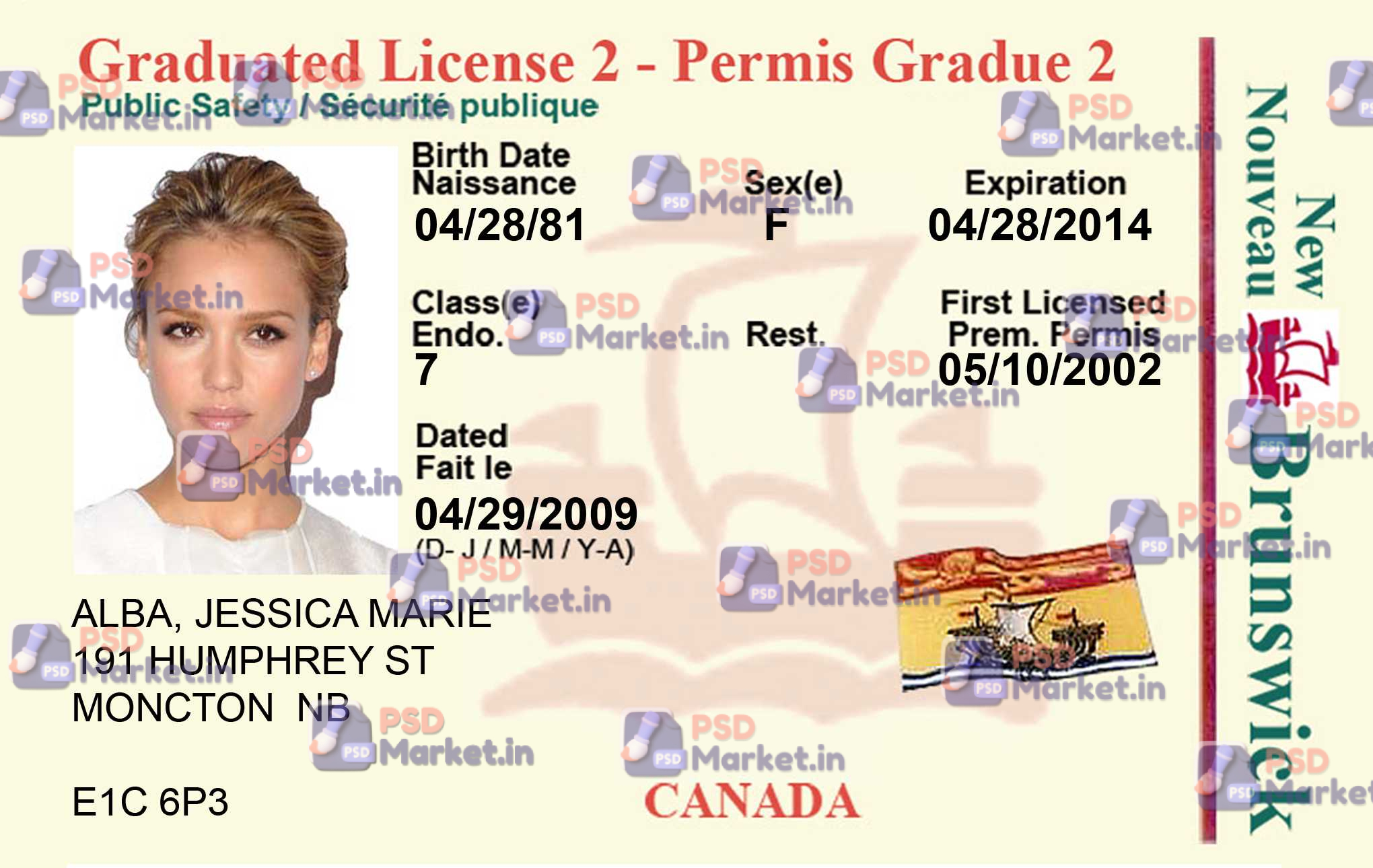 Canada Ontario Drivers License Template 4 Canada Ontario Drivers License Template - PSDMarket.in - Back for cards without a magnetic stripe