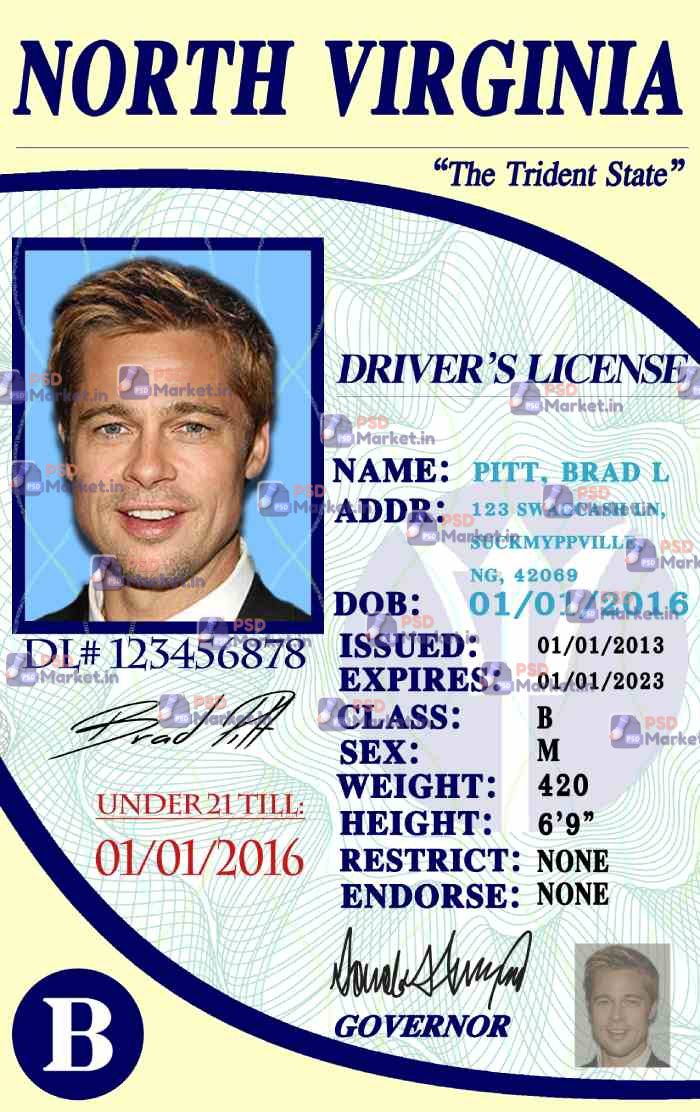 North Virginia Drivers License Template 1 North Virginia Drivers License Template - PSDMarket.in