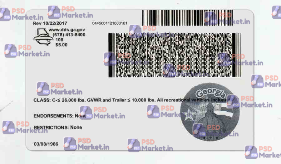 Georgia Drivers License Template (Front & Back) V2 2 Georgia Drivers License Template (Front & Back) V2 - Image 2