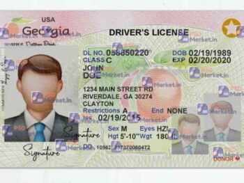 Georgia Drivers License Template (Front & Back) V2 - PSDMarket.in