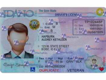 Idaho Drivers License Template (Front & Back)