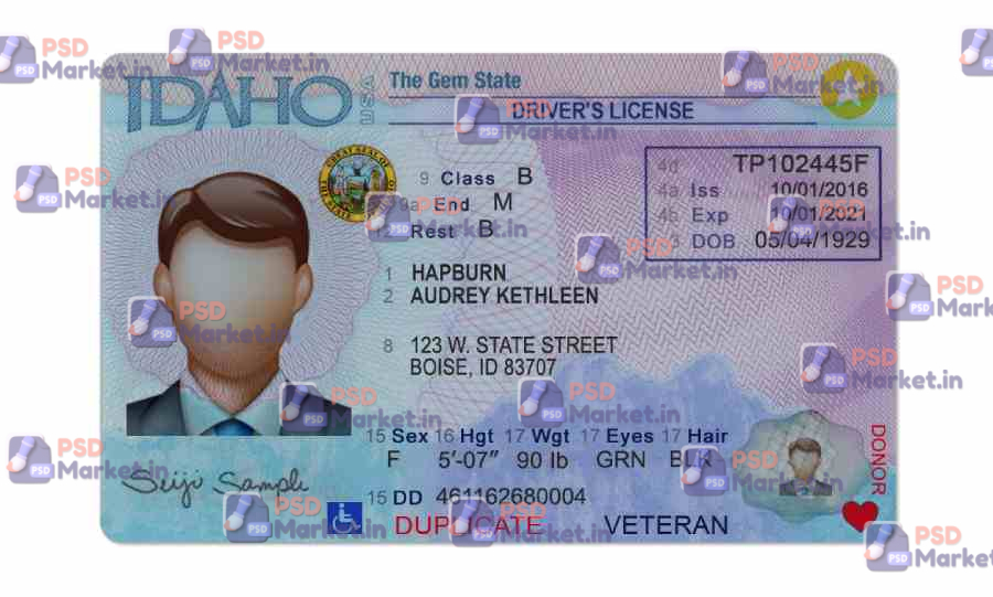 Idaho Drivers License Template (Front & Back) 1 Idaho Drivers License Template (Front & Back)