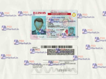 Illinois Drivers License Template (scan) V2 - PSDMarket.in