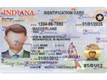 Indiana Drivers License Template (Front & Back) V2 - PSDMarket.in
