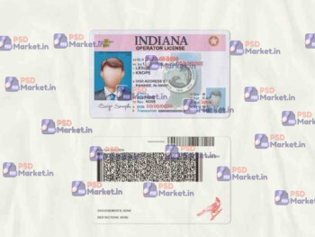 Indiana Drivers License Template (scan) V1 - PSDMarket.in