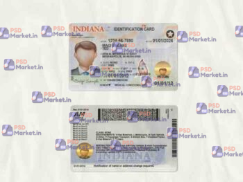 Indiana Drivers License Template (scan) V2 - PSDMarket.in
