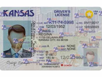 Kansas Drivers License Template (Front & Back) - PSDMarket.in