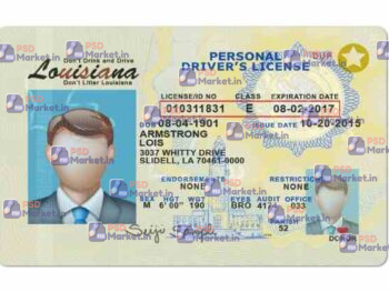 Louisiana Drivers License Template (Front & Back) - PSDMarket.in