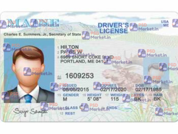 Maine Drivers License Template (Front & Back) V2 - PSDMarket.in