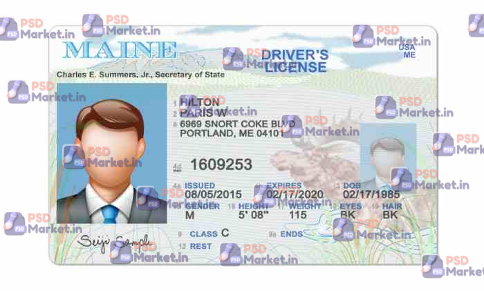 Maine Drivers License Template (Front & Back) V2 1 Maine Drivers License Template (Front & Back) V2 - PSDMarket.in