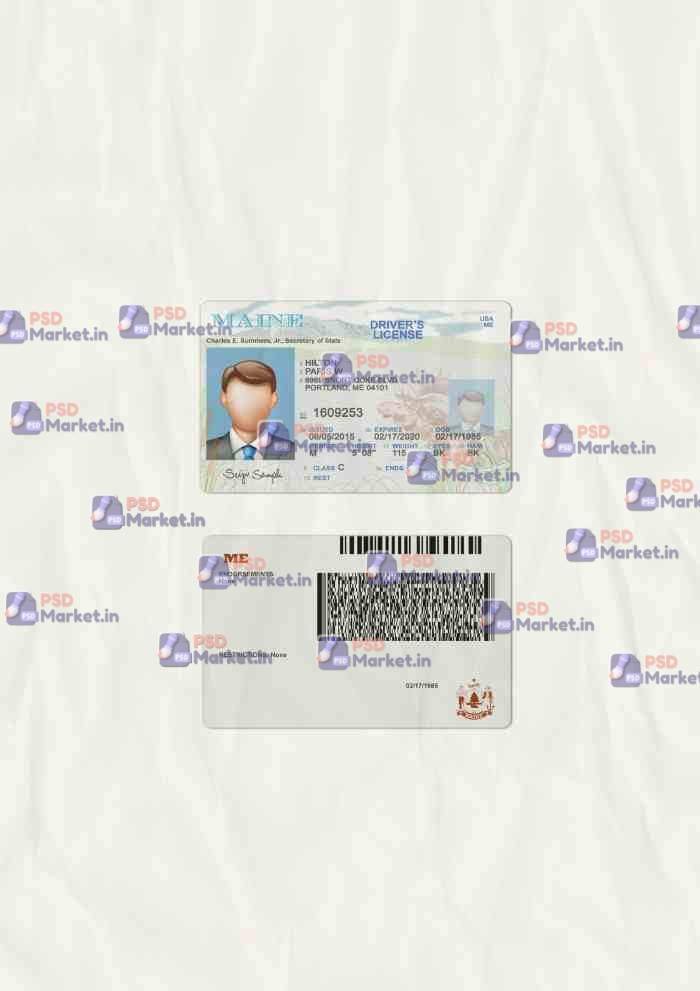 Maine Drivers License Template (scan) V2 1 Maine Drivers License Template (scan) V2 - PSDMarket.in