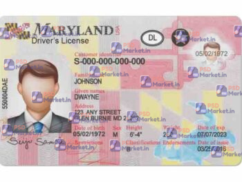Maryland Drivers License Template (Front & Back) - PSDMarket.in