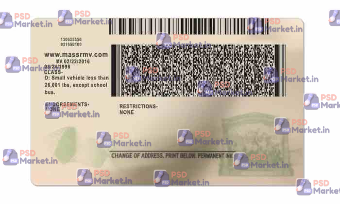 Massachusetts Drivers License Template (Front & Back) V2 2 Massachusetts Drivers License Template (Front & Back) V2 - PSDMarket.in