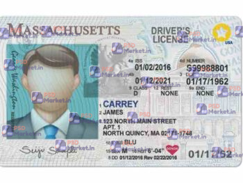 Massachusetts Drivers License Template (Front & Back) V2 - PSDMarket.in