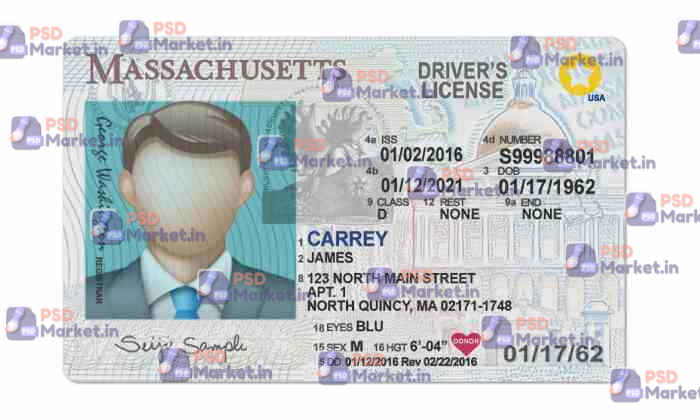 Massachusetts Drivers License Template (Front & Back) V2 1 Massachusetts Drivers License Template (Front & Back) V2 - PSDMarket.in