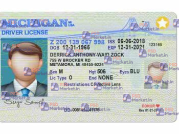 Michigan Drivers License Template (Front & Back) - PSDMarket.in