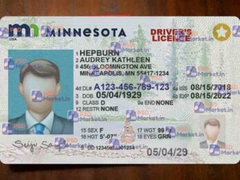 Minnesota Drivers License Template (Front & Back) -PSDMarket.in