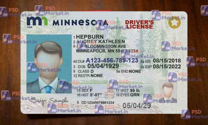 Minnesota Drivers License Template (Front & Back) 1 Minnesota Drivers License Template (Front & Back) -PSDMarket.in