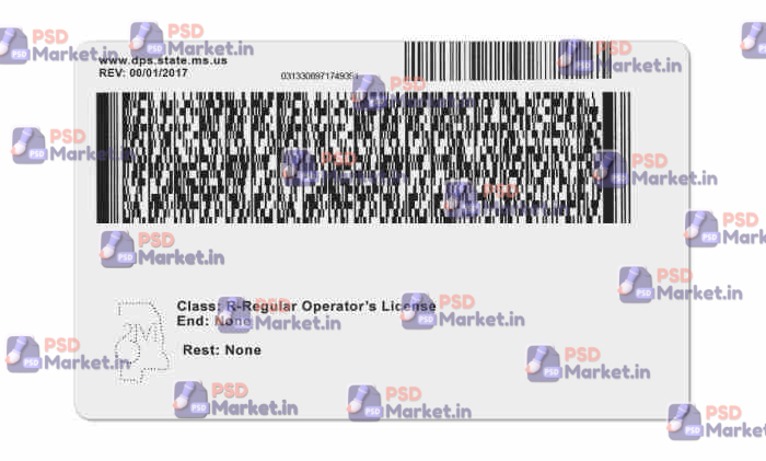 Mississippi Drivers License Template (Front & Back) V2 2 Mississippi Drivers License Template (Front & Back) V2 - PSDMarket.in
