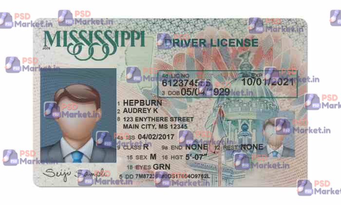 Mississippi Drivers License Template (Front & Back) V2 1 Mississippi Drivers License Template (Front & Back) V2 - PSDMarket.in