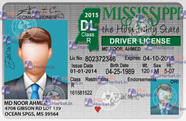 Mississippi Drivers License Template V1 1 Mississippi Drivers License Template V1 - PSDMarket.in