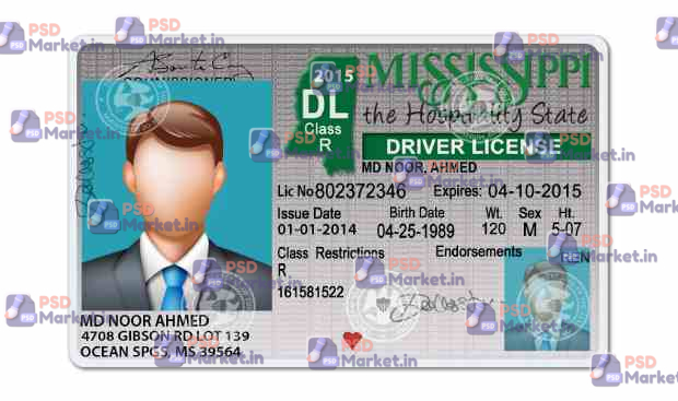 Mississippi Drivers License Template V1 2 Mississippi Drivers License Template V1 - PSDMarket.in