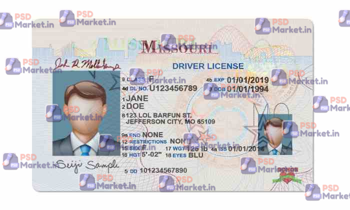 Missouri Drivers License Template (Front & Back) 1 Missouri Drivers License Template (Front & Back) - PSDMarket.in