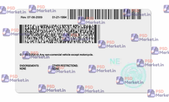 Nebraska Drivers License Template (Front & Back) 2 Nebraska Drivers License Template (Front & Back) - PSDMarket.in