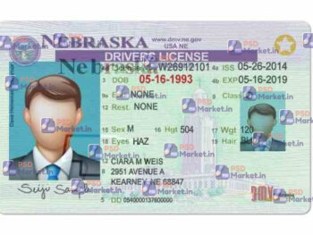 Nebraska Drivers License Template (Front & Back) - PSDMarket.in