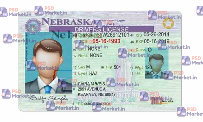 Nebraska Drivers License Template (Front & Back) 1 Nebraska Drivers License Template (Front & Back) - PSDMarket.in