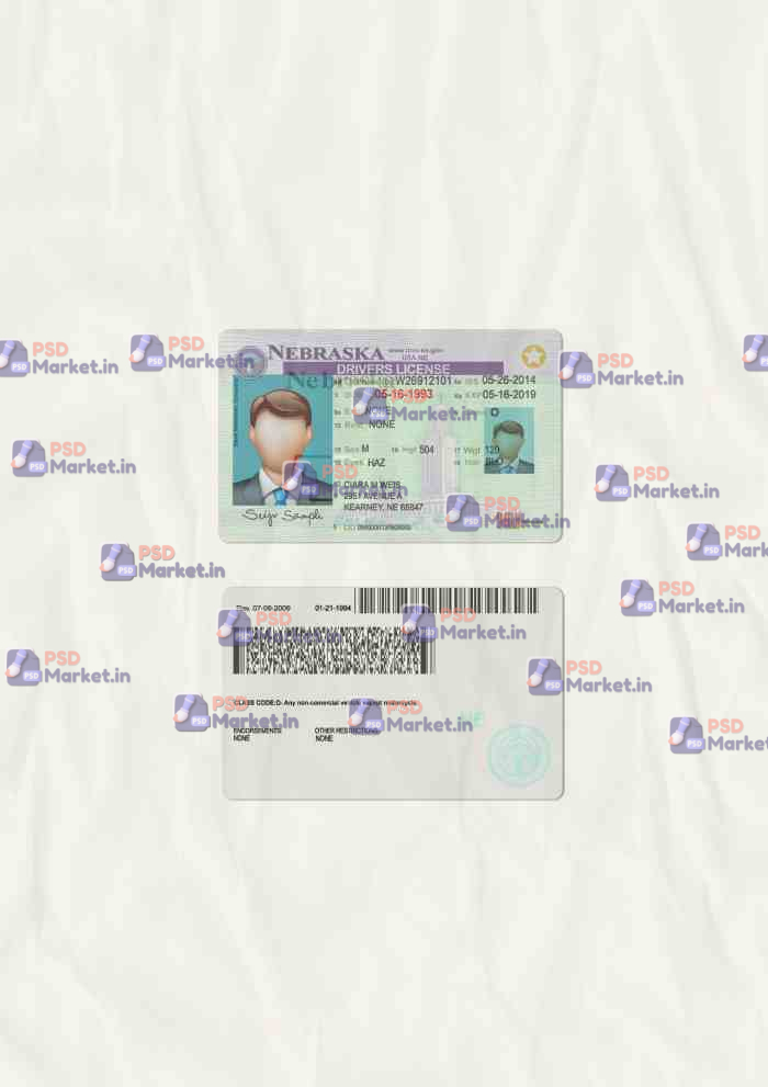 Nebraska Drivers License Template (scan) 1 Nebraska Drivers License Template (scan) - PSDMarket.in